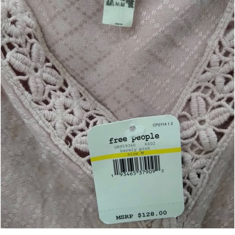 Free people floral pink romper embroidery tie NWT medium - Picture 8 of 8